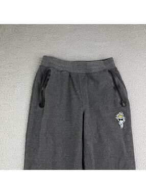 GOAT USA Gray Fleece Sweatpants Joggers Men's S Zip Pockets Embroidered Pants